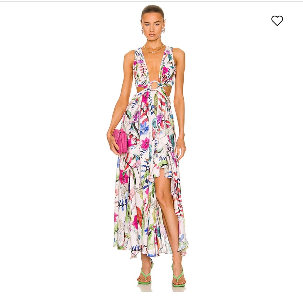 PatBO Summer Beach Maxi Dress Plunge Neck Cut Out Open Back